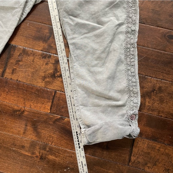 Sundance Organia Lace Trim Linen blend Roll-up Pants Grey size 14 - Picture 9 of 14